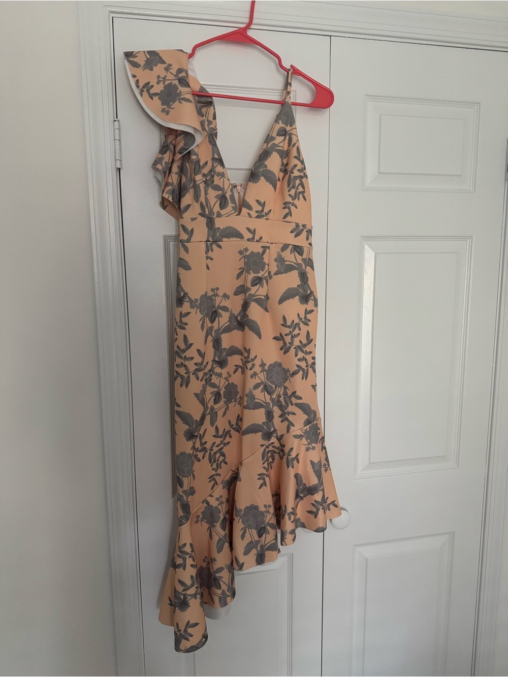 Asos - Peach Floral Ruffle Midi Dress - NWT